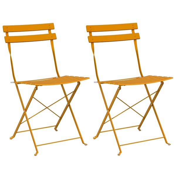 vidaXL Chaise de jardin pliante 2 pc Moutarde Métal