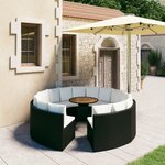 vidaXL Salon de jardin 9 Pièces avec coussins Résine tressée Noir