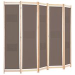 vidaXL Cloison de séparation 5 panneaux Marron 200 x 170 x 4 cm Tissu