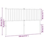 vidaXL Tête de lit métal blanc 140 cm