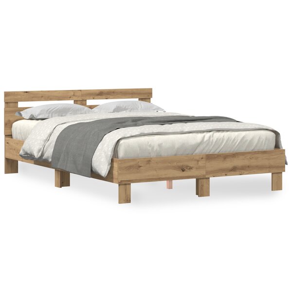 vidaXL Cadre de lit en bois Chêne artisanal Bois 150 x 200 cm