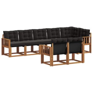 vidaXL Ensemble de canapés d'extérieur 8 pc Naturel et Noir