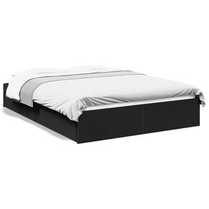 vidaXL Cadre de lit avec tiroirs sans matelas noir 120x200 cm