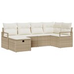 Ensemble de canapés vidaXL 6 pièces avec coussins Beige Rotin Poly