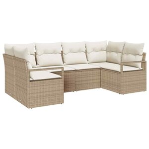 vidaXL Ensemble de canapé de jardin 6 Pièces Beige Poly rotin