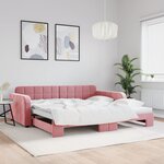 vidaXL Lit de jour avec lit gigogne rose 100x200 cm velours