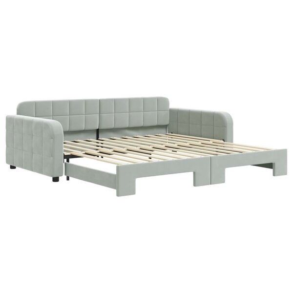 vidaXL Lit de jour avec lit gigogne gris clair 100x200 cm velours