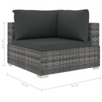 vidaXL Salon de jardin 10 Pièces avec coussins Résine tressée Gris