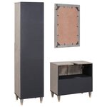 vidaXL Ensemble de mobilier de salle de bain avec tiroir 3 Pièces Gris