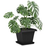 vidaXL Plateau carré à fleurs 24 pc Noir 32 x 32 x 2 5 cm Plastique