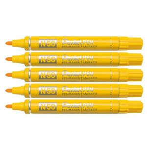 Marqueur Permanent N50 Corps Aluminium Pointe Ogive 2mm Jaune x 5 PENTEL