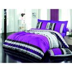 Parure de lit - housse de couette 220 x 240 + 2 taies d'oreiller 60 x 60 coton renforcé - Lilas