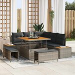 vidaXL Ensemble de canapé de jardin avec coussin 8 Pièces Gris