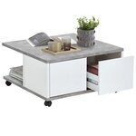 Fmd table basse mobile 70 x 70 x 35 5 cm béton et blanc brillant