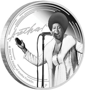 Pièce de monnaie en Argent 1 Dollar g 31.1 (1 oz) Millésime 2024 ARETHA FRANKLIN