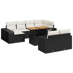 vidaXL Salon de jardin 11 Pièces avec coussins noir résine tressée