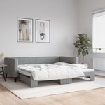 vidaXL Lit de jour avec lit gigogne gris clair 100x200 cm tissu