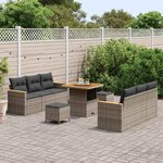 vidaXL Ensemble de canapé de jardin 9 Pièces Gris polyrotin