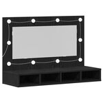 Cabinet Miroir LED vidaXL en Chêne Noir - 90x31.5x62 cm