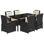 vidaXL Ensemble à manger de jardin coussins 7Pièces Noir Résine tressée