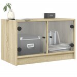 vidaXL Meuble TV avec portes en verre chêne sonoma 68x37x42 cm
