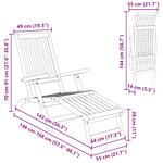 vidaXL Chaise longue inclinable et pliable 2 Pièces 55 x 146 x 91 cm