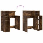 vidaXL Bureau avec rangement Chêne fumé 90 x 48 x 101 5 cm