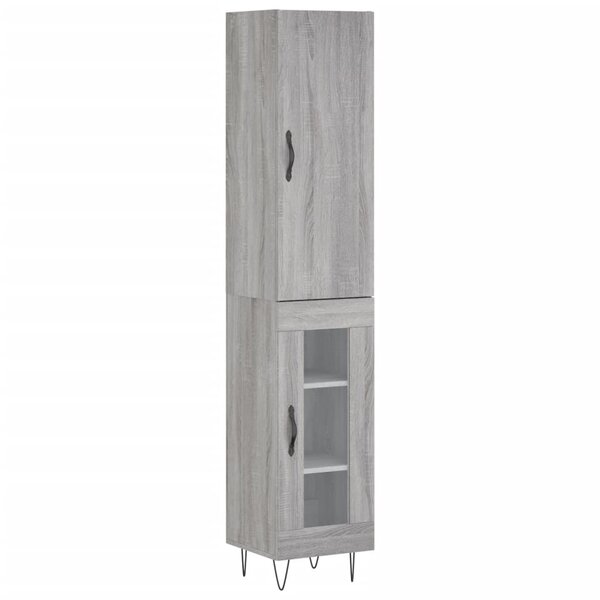vidaXL Buffet haut Sonoma gris 34 5x34x180 cm Bois d'ingénierie