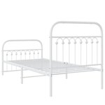 vidaXL Cadre de lit métal sans matelas avec pied de lit blanc 90x200cm