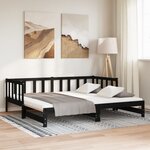 vidaXL Lit coulissant sans matelas noir 2x(90x190) cm