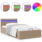 vidaXL Cadre de lit à rangement et LED Cappuccino Similicuir 100x200cm