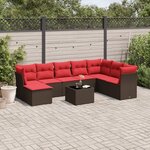 vidaXL Salon de jardin avec coussins 9 Pièces marron résine tressée