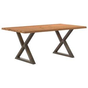 vidaXL Table à manger avec bord vivant 180x100x74 cm bois massif chêne