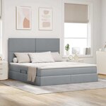 vidaXL Lit de rangement LED avec matelas Gris clair 160 x 200 cm Tissu