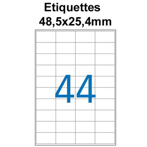 Étiquettes adhésives  48 5x25 4mm  (440 étiquettes) - blanc - 10 feuilles -t3azur