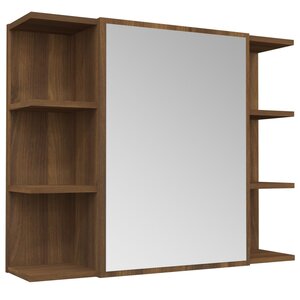 vidaXL Armoire à miroir de salle de bain Chêne brun 80x20 5x64 cm Bois