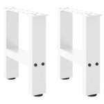 vidaXL Pieds de table basse Blanc 2 pièces 40 x (30-31) cm Acier