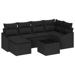 vidaXL Ensemble de salle à manger pour jardin avec coussin 7 Pièces Noir