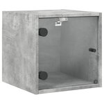 vidaXL Table de chevet avec porte en verre gris béton 35x37x35 cm