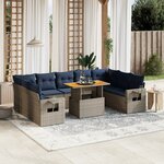 vidaXL Salon de jardin 10 Pièces avec coussins gris résine tressée