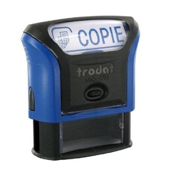 Tampon X-print 4912 Formule Commerciale Texte + Picto COPIE Bleu TRODAT