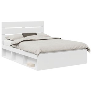 vidaXL Cadre de lit avec tête de lit Blanc 160 x 200 cm Pin massif