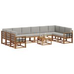 vidaXL Ensemble de canapés d'extérieur 11 Pièces Gris Naturel et Clair