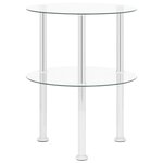 vidaXL Table d'appoint 2 niveaux Transparent 38 cm Verre trempé