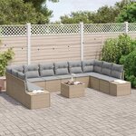 vidaXL Ensemble de canapé de jardin 11 Pièces Beige et Gris clair