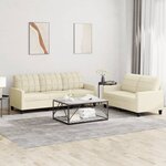 vidaXL Ensemble de canapés 2 Pièces avec coussins Crème Similicuir
