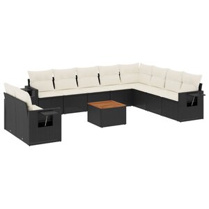 vidaXL Salon de jardin 11 Pièces avec coussins noir résine tressée