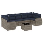 vidaXL Salon de jardin 8 Pièces avec coussins gris résine tressée