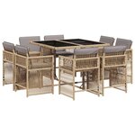 vidaXL Ensemble à manger de jardin et coussins 9 Pièces mélange beige
