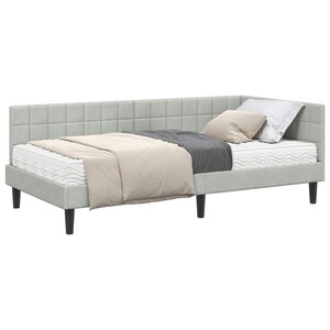 vidaXL Cadre de lit d'angle avec matelas 2 Pièces Gris clair Velours